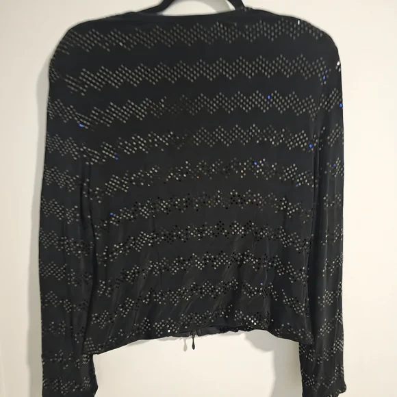 ✨ Joseph Ribkoff Black Sequin Zip-Up Jacket – Elegant Statement Piece - Picture 6 of 8